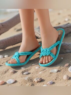 Nomadic State Of Mind Sailor Knot Rope Sandals New Turquoise 8/8.5 9/9.5